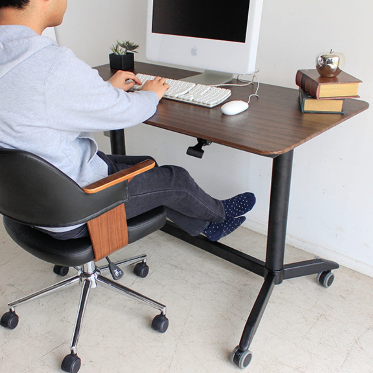スタンディングデスク 幅120cm 高さ調節 ディアナ キャスター 昇降 デスク 机 立ち机 上下昇降式 テレワーク パソコン アジャスター キャスター付き 木目調