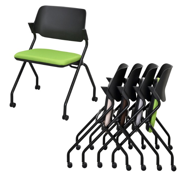 オフィスチェア 4脚セット 座面高47.5cm キャスターチェア 折りたたみ 収納 平行 法人限定 オフィスチェア 4脚セット 座面高47.5cm キャスターチェア 折りたたみ 収納 平行 法人限定