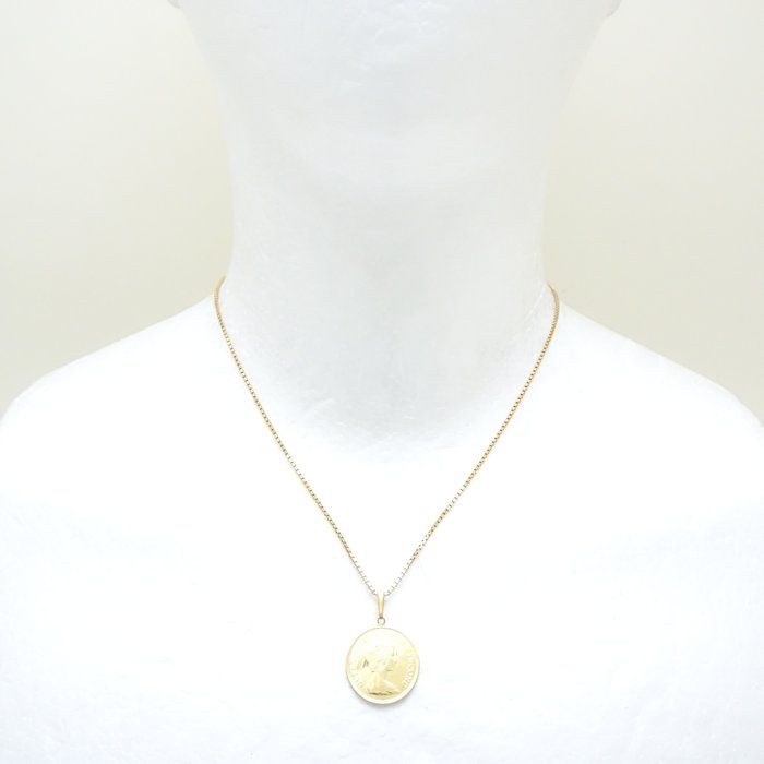 コインモチーフ ペンダント ネックレス K18YG イエローゴールド/75174【中古】