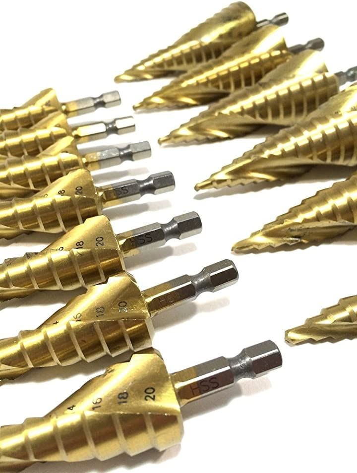 スパイラル ステップ ドリル チタン コーティング 21本 セット 六角軸 キノコ タケノコ 穴あけ DIY工具 カスタムパーツ(ソフト シルバー 5枚 花びら 花型 梅の花) スパイラル ステップ ドリル チタン コーティング 21本 セット 六角軸 キノコ タケノコ 穴あけ DIY工具 カスタムパーツ(ソフト シルバー 5枚 花びら 花型 梅の花)