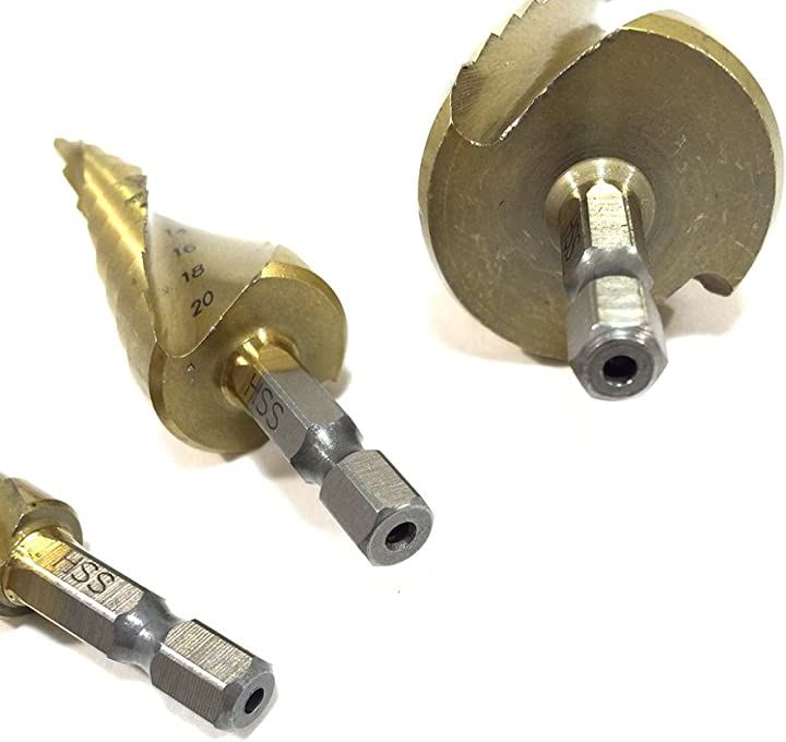 スパイラル ステップ ドリル チタン コーティング 21本 セット 六角軸 キノコ タケノコ 穴あけ DIY工具 カスタムパーツ(ソフト シルバー 5枚 花びら 花型 梅の花) スパイラル ステップ ドリル チタン コーティング 21本 セット 六角軸 キノコ タケノコ 穴あけ DIY工具 カスタムパーツ(ソフト シルバー 5枚 花びら 花型 梅の花)