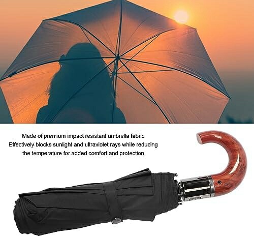 10本骨 折りたたみ傘 UVカット 自動開閉 自動開閉 防風傘 湾曲した木製 ハンドル付き メンズ レディース 10本骨 折りたたみ傘 UVカット 自動開閉 自動開閉 防風傘 湾曲した木製 ハンドル付き メンズ レディース