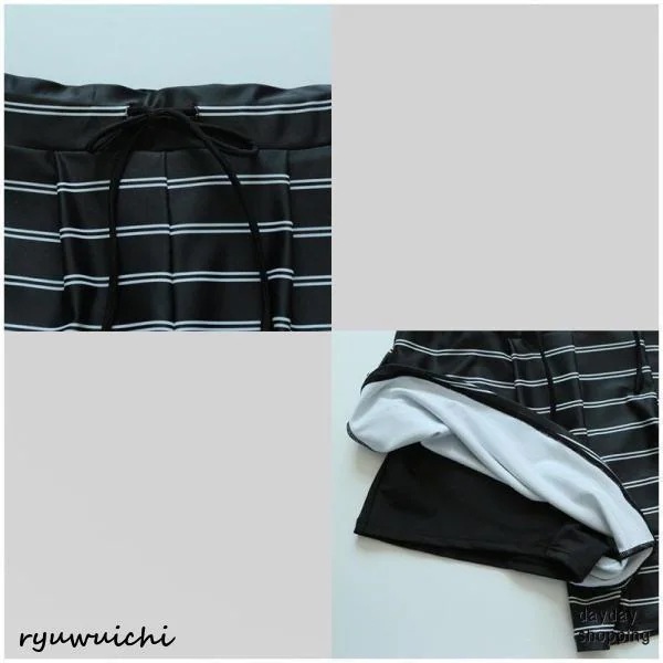 水着 レディース カバーアップ水着 体型カバー タンキニ 2点セット ラッシュガード 半袖 大きいサイズ セット水着 ママ水着 短パンつき 花柄 ボーダー柄