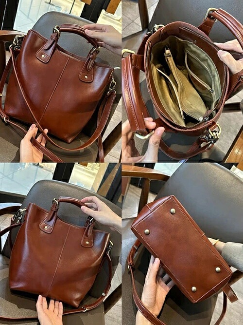 本牛革 ハンドバッグ 3way ショルダーバッグ トートバッグ 底鋲 レディース 肩掛け 斜め掛け 大人 通勤 おしゃれ フォーマル シンプル 無地 上品 ビジネス 入学式 卒業式 出張 旅行 母の日