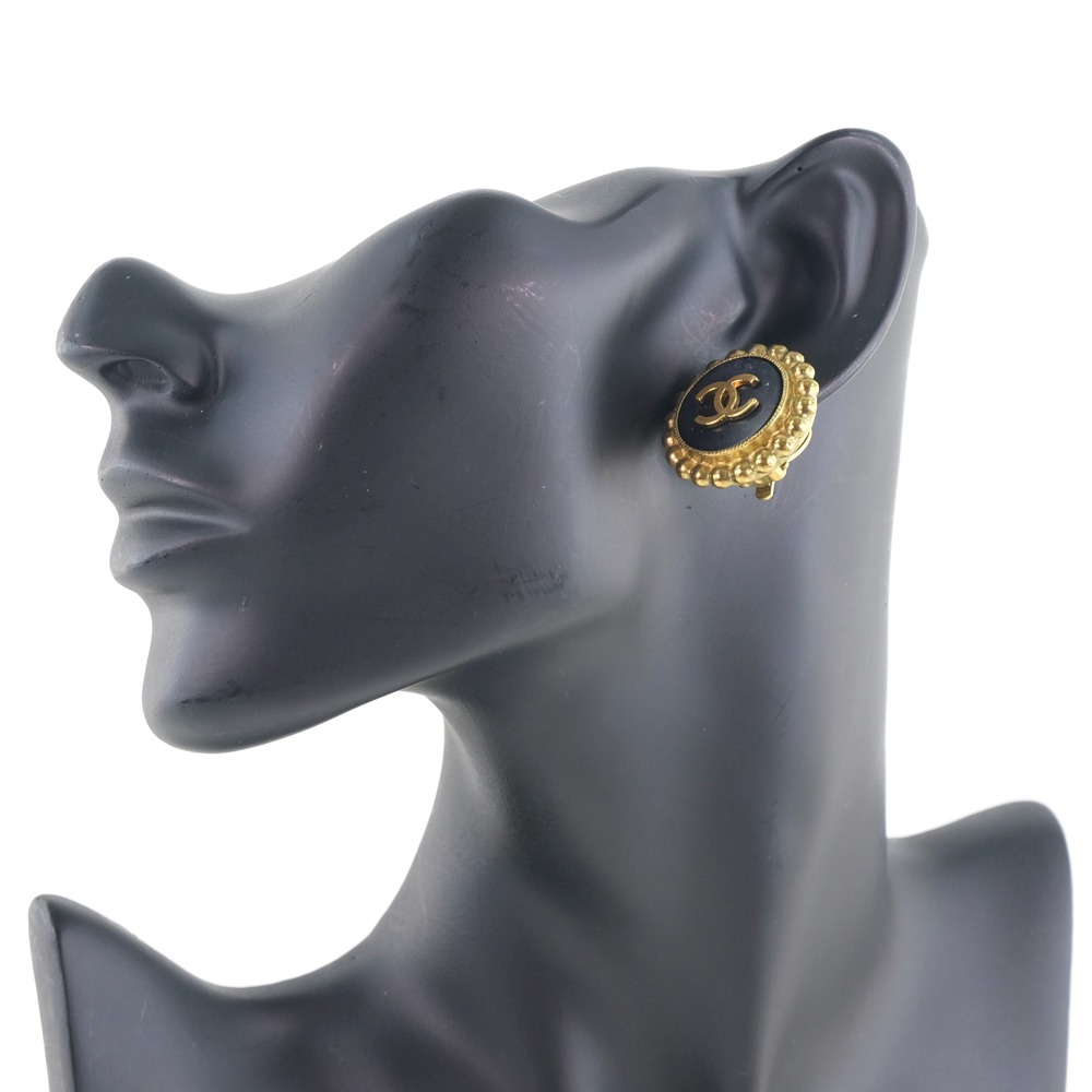 ココマーク ヴィンテージ イヤリング 金メッキ 黒 95P 約27g レディース 中古品 ココマーク ヴィンテージ イヤリング 金メッキ 黒 95P 約27g レディース 中古品