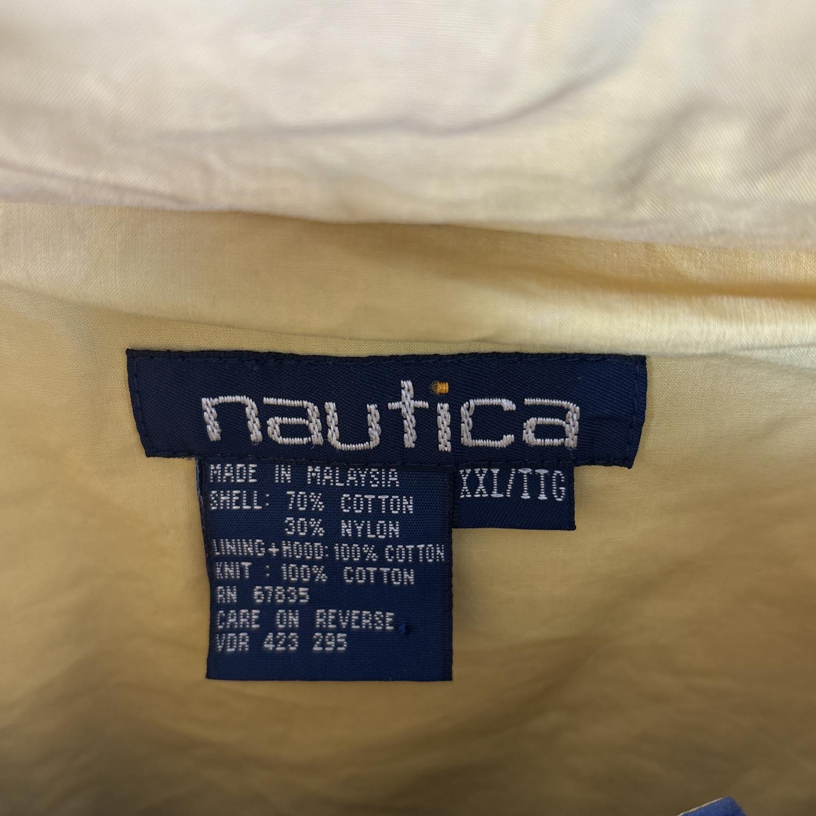 古着 90s/90年代 セーリングジャケット ワンポイントロゴ刺繍 大きいサイズ 収納フード XXL ブルー系 メンズ