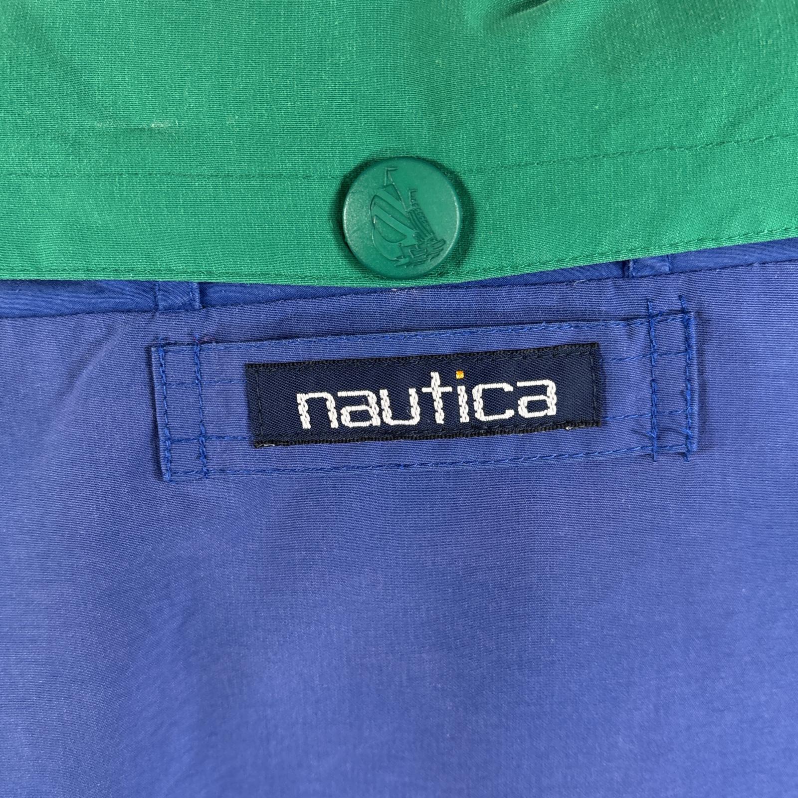 古着 90s/90年代 セーリングジャケット ワンポイントロゴ刺繍 大きいサイズ 収納フード XXL ブルー系 メンズ