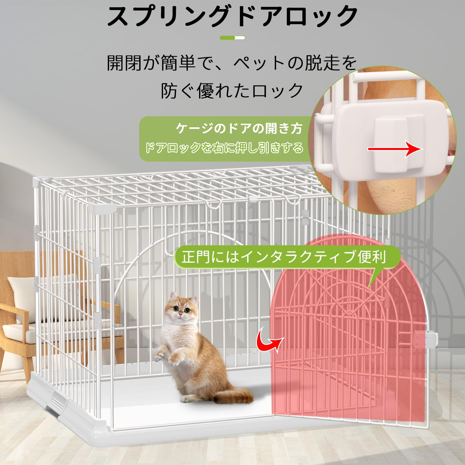 Areden 犬のケージ 犬 サークル ペットサークル 屋根付き ペットケージ 組立簡単 掃除簡単 犬用 小型犬用 脱出防止 室内外兼用 ペット用品 (ホワイト, 84x61x58cm)