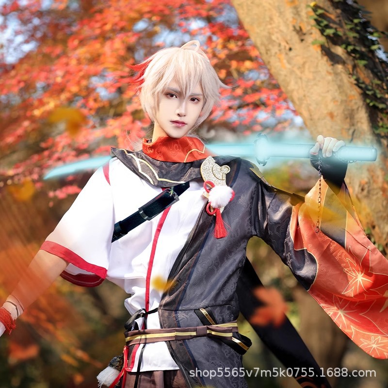 【即納】 元神cos服楓原万葉cos服稲妻フルセット武士コスプレ紳士服ゲームアニメ服 イベント用品