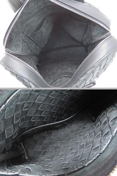 レア美品ボッテガヴェネタイントレチャートバックパックリュックサックブラックカーフレザー653118