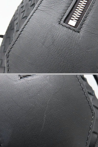 レア美品ボッテガヴェネタイントレチャートバックパックリュックサックブラックカーフレザー653118