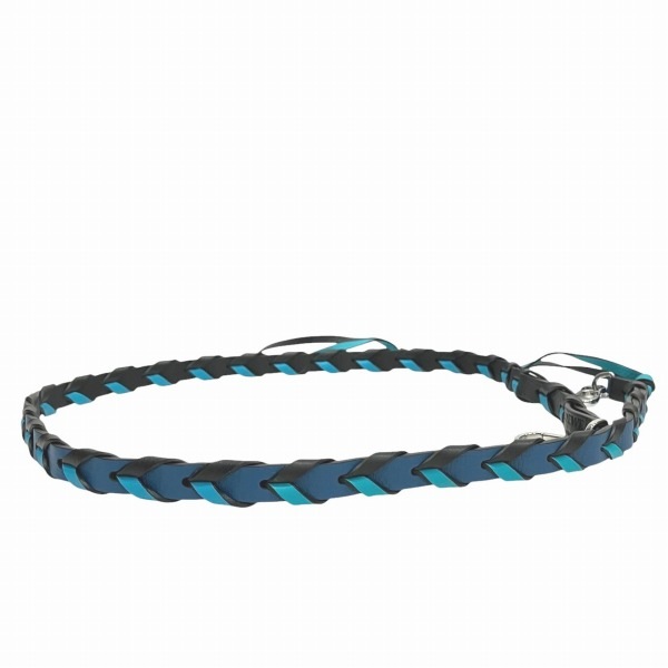 ロエベ シン ブレイデッド ストラップ 112.30 レザー 編み込み ベルト 【中古】