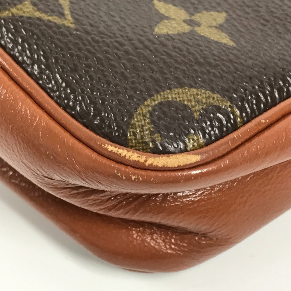 セカンドバッグ サックスポ モノグラム ヴィンテージ カバン ポーチ クラッチバッグ モノグラムキャンバス ブラウン