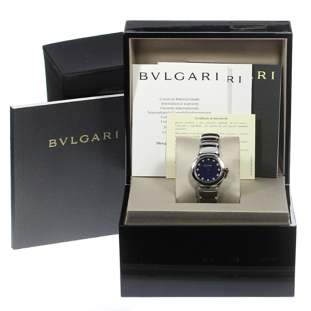 ブルガリ BVLGARI LU28S ルチェア 12Pダイヤ クォーツ レディース 美品 箱保証書付き_791366【中古】