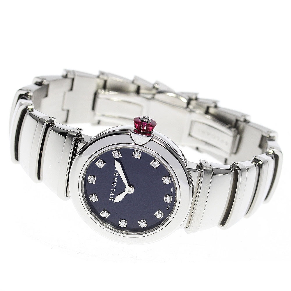 ブルガリ BVLGARI LU28S ルチェア 12Pダイヤ クォーツ レディース 美品 箱保証書付き_791366【中古】