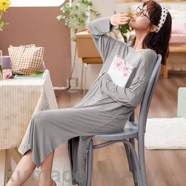 ネグリジェ 長袖ワンピース モダール綿 可愛いお姫様 ロング丈ネグリジェ パジャマ ナイトロープ レディース 部屋着 ゆったり ルームウェア