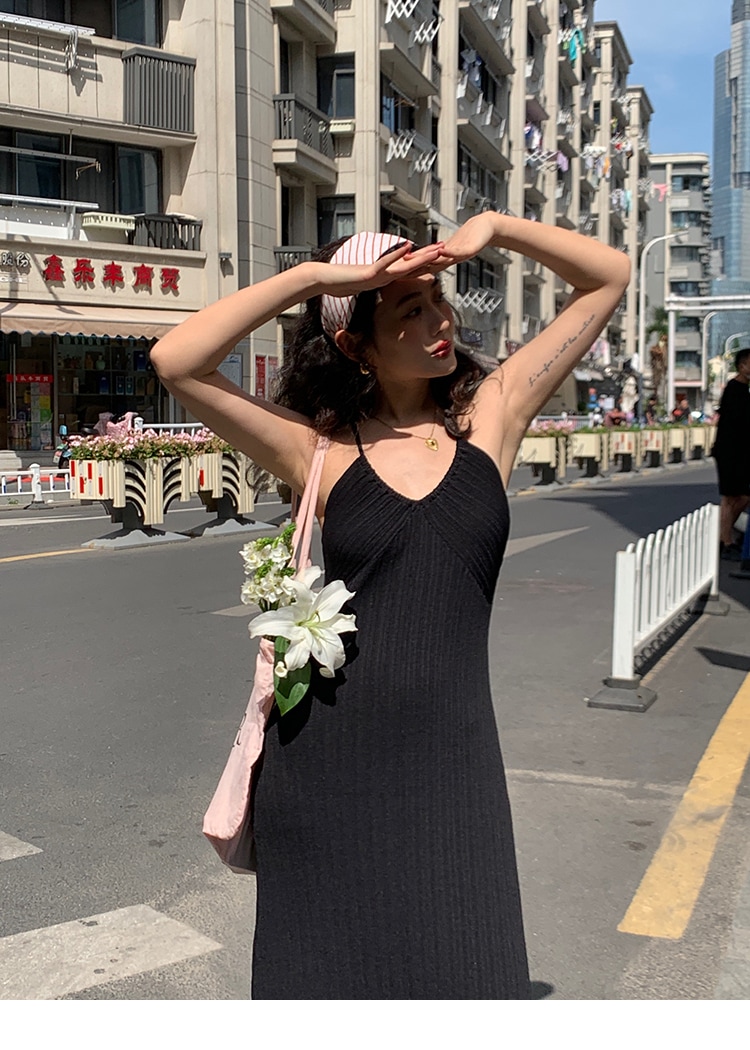 レディース ロング ウエスト Vネック サスペンダー ドレス 女性 夏 フレンチ レトロ ロングスカート スカート ブラック レッド ブラウン S M L かわいい 大人可愛い きれいめ シンプル