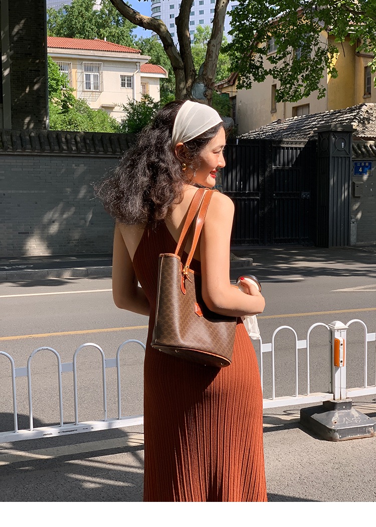 レディース ロング ウエスト Vネック サスペンダー ドレス 女性 夏 フレンチ レトロ ロングスカート スカート ブラック レッド ブラウン S M L かわいい 大人可愛い きれいめ シンプル