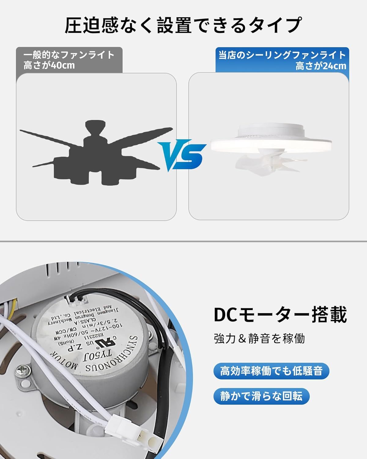 スイングで360°首振り＆回転」シーリングファンライト ZXhome