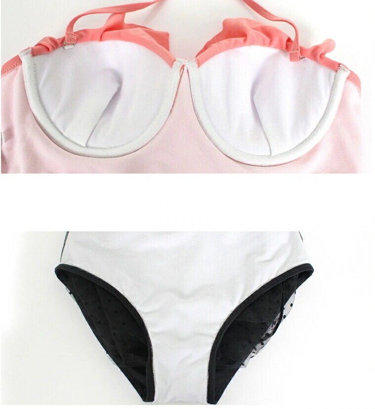 新作 上品なピンク かわセクシー 体型カバー レース 上下セット レディース水着 ビキニ バスト盛れる 隠したいところを隠す見せたいところを見せる ホルターネックワイヤー入りビキニ MIZUGI