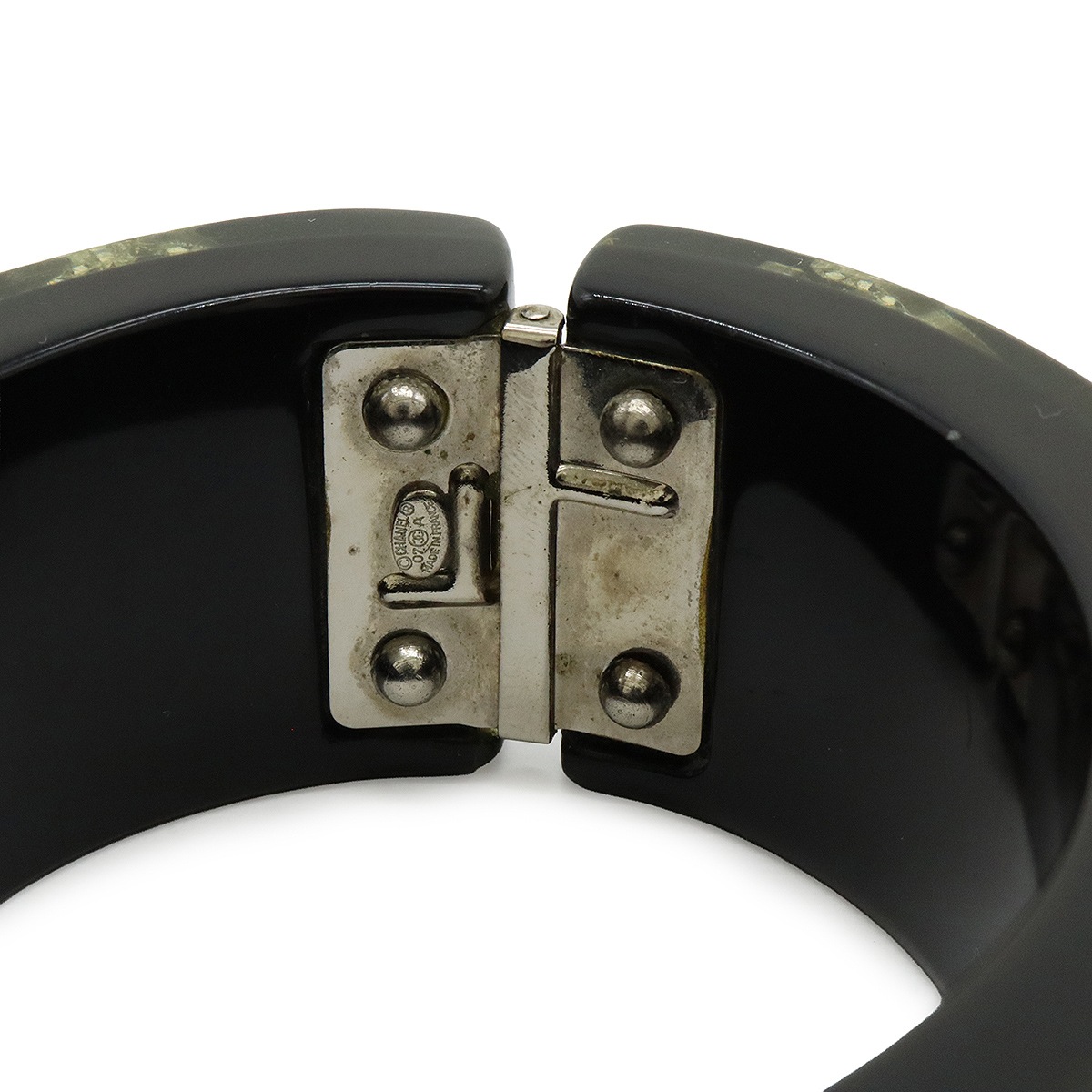 バングル ブレスレット ココマーク ラインストーン レジン ブラック 黒 07 バングル ブレスレット ココマーク ラインストーン レジン ブラック 黒 07