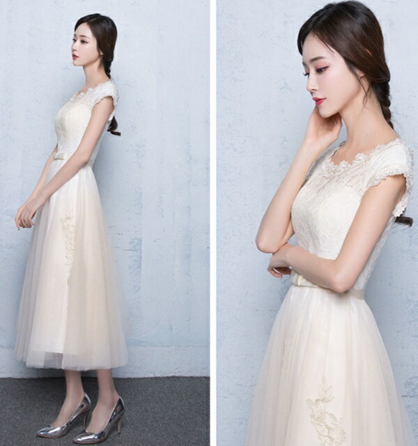 【即納】ウェディングドレス 二次会 花嫁 結婚式 披露宴 ミモレ丈ドレス 刺繍/プリンセスライン 白ワンピース 二次会 花嫁 編み上げタイプ 忘年会 エンパイア 結婚式 演奏会/お嫁さん/発表会/花嫁 【即納】ウェディングドレス 二次会 花嫁 結婚式 披露宴 ミモレ丈ドレス 刺繍/プリンセスライン 白ワンピース 二次会 花嫁 編み上げタイプ 忘年会 エンパイア 結婚式 演奏会/お嫁さん/発表会/花嫁