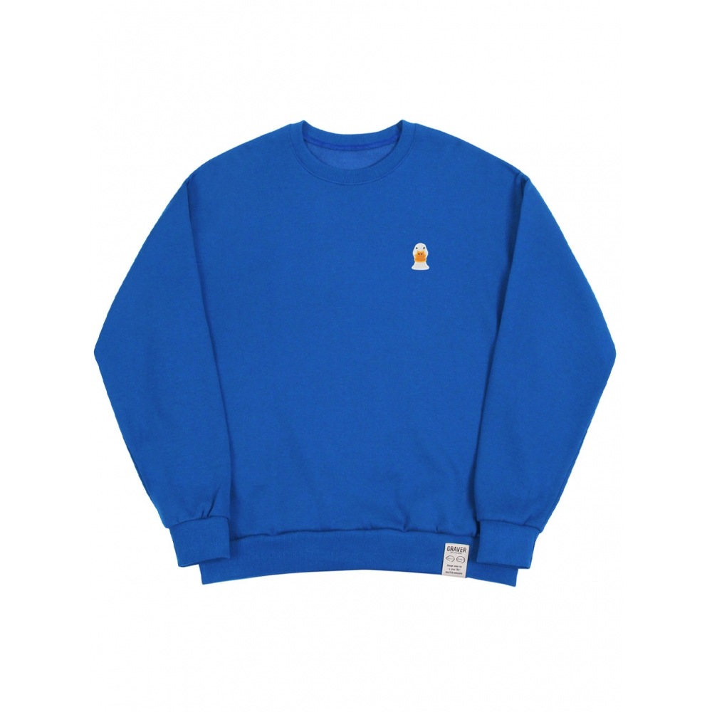 GRAVER ダックフェイス刺繍スマイルマンツーマンコバルトブルー
