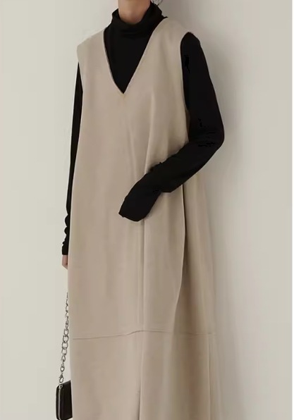 レディース ワンピース プルオーバー ニットワンピ ロング マキシ 袖なし ノースリーブ Vネック Aライン かわいい 大人可愛い きれいめ シンプル カジュアル 上品 おしゃれ ガーリー エレガント