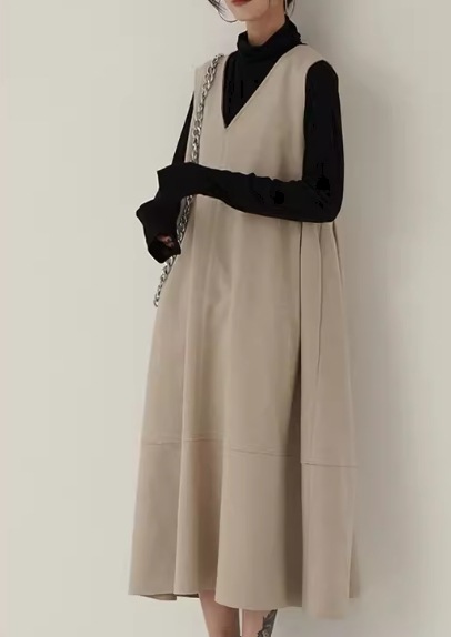 レディース ワンピース プルオーバー ニットワンピ ロング マキシ 袖なし ノースリーブ Vネック Aライン かわいい 大人可愛い きれいめ シンプル カジュアル 上品 おしゃれ ガーリー エレガント