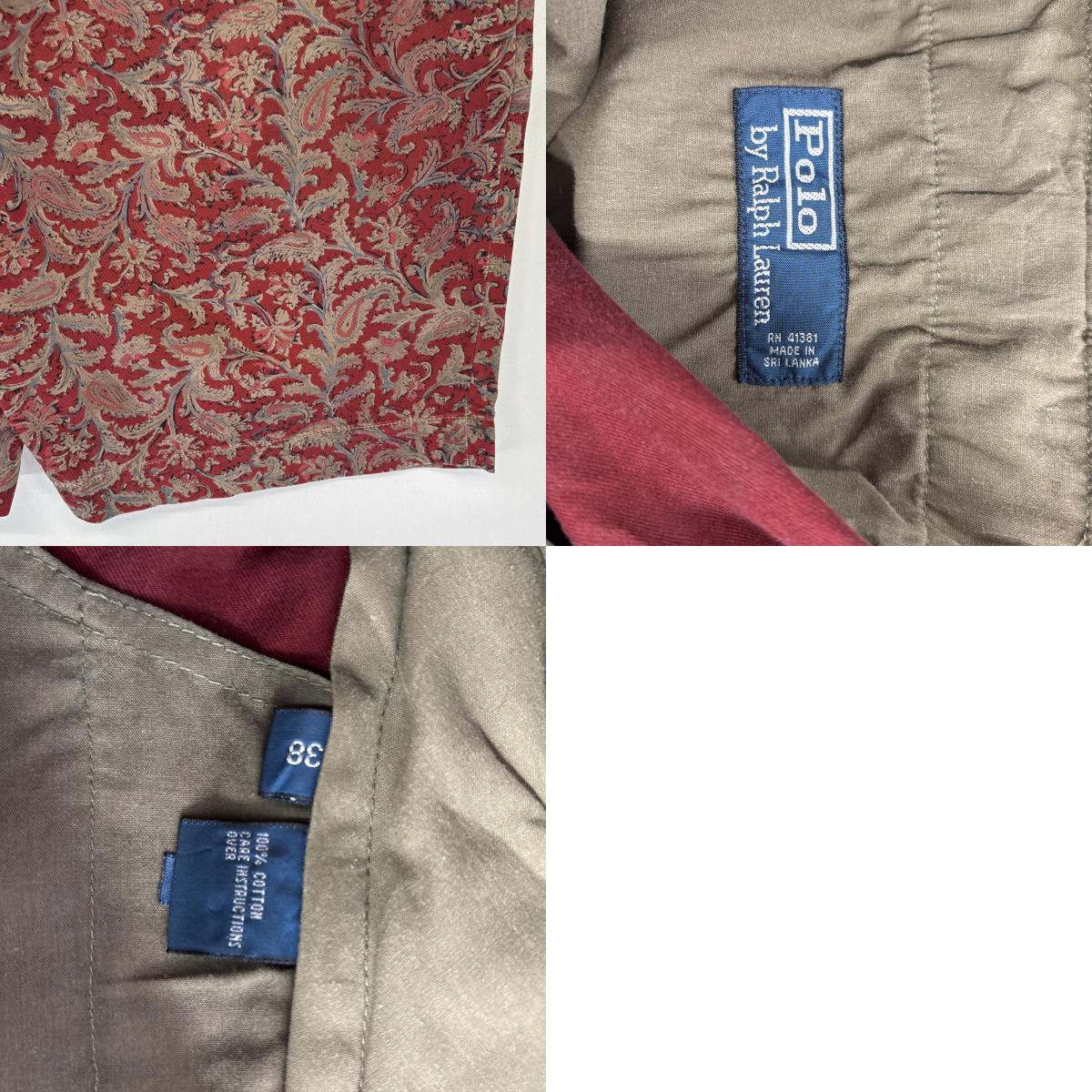 古着 90s/90年代 ポロバイラルフローレン Polo by Ralph Lauren ショートパンツ ペイズリー柄 チノパン 総柄 w38 レッド メンズ 古着 90s/90年代 ポロバイラルフローレン Polo by Ralph Lauren ショートパンツ ペイズリー柄 チノパン 総柄 w38 レッド メンズ