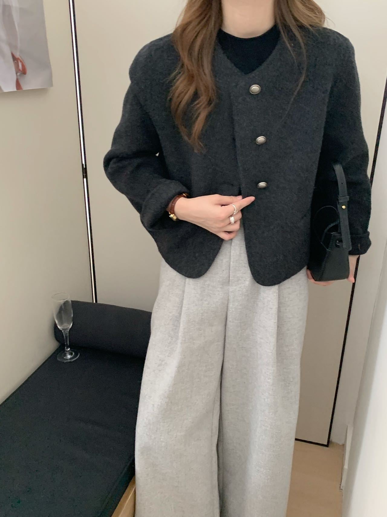 秋冬新作 丸首 レディース アウター カシミア 両面ウールコート 柔らか 両面 ショート丈 高級 シンプル_8
