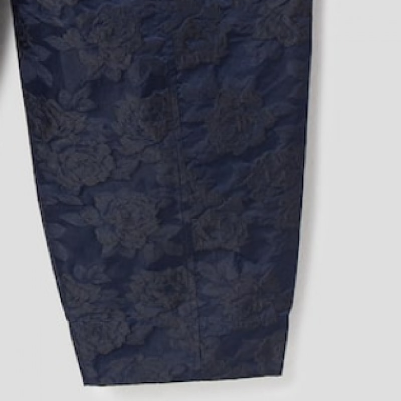 GANNI ボタニカルジャカード伸縮性カーブパンツ-ネイビー FW24/QN4821R04R GANNI ボタニカルジャカード伸縮性カーブパンツ-ネイビー FW24/QN4821R04R