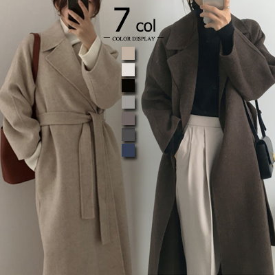 衣長115CM 秋冬高品質アウターベルト付きゆるロングチェスターコート ても厚い 韓国ファッション 衣長115CM 秋冬高品質アウターベルト付きゆるロングチェスターコート ても厚い 韓国ファッション