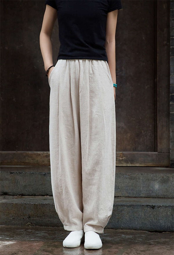 Qoo10] コットンリネン バルーンパンツ サルエル
