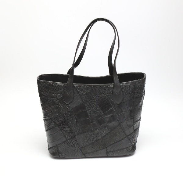 クロコダイルLB-7001 パッチワーク 天ファスナー ショルダーバッグ ブラック クロコダイルLB-7001 パッチワーク 天ファスナー ショルダーバッグ ブラック