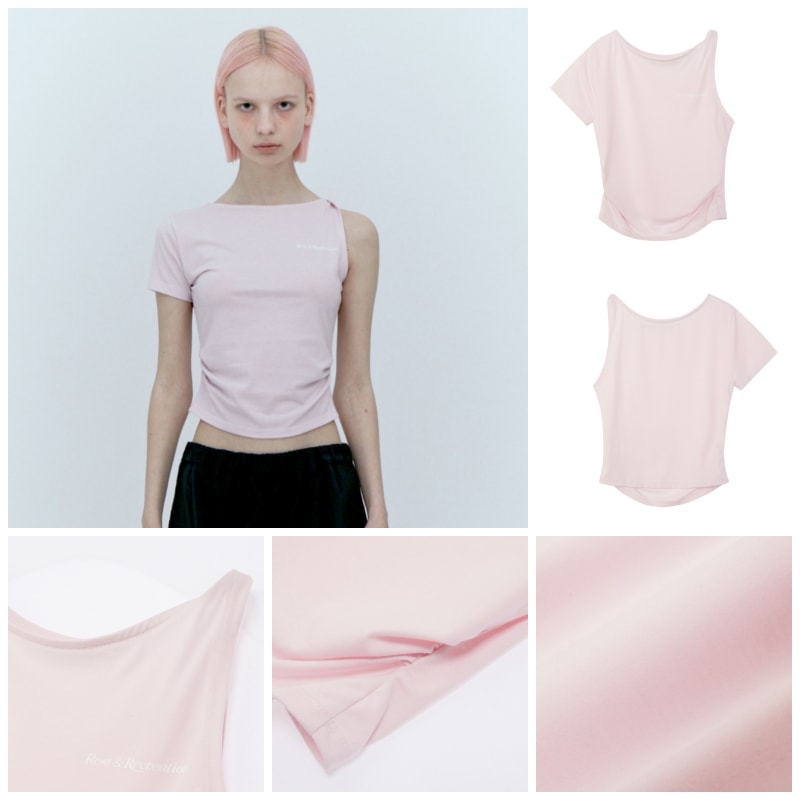 [REST & RECREATION] Tシャツ UNBALANCED SLEEVE TOP (4color) REST & RECREATION】 UNBALANCED SLEEVE TOP : 4COLORS Tシャツ