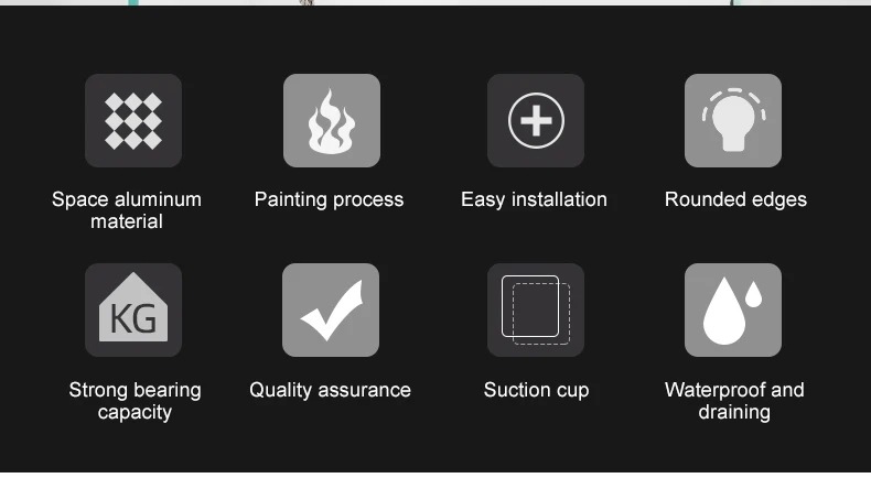 バスルーム用の黒い収納棚,フック付きのオーガナイザーホルダー,ネイルフリーベース,5018 Black Double layer バスルーム用の黒い収納棚,フック付きのオーガナイザーホルダー,ネイルフリーベース,5018 Black Double layer