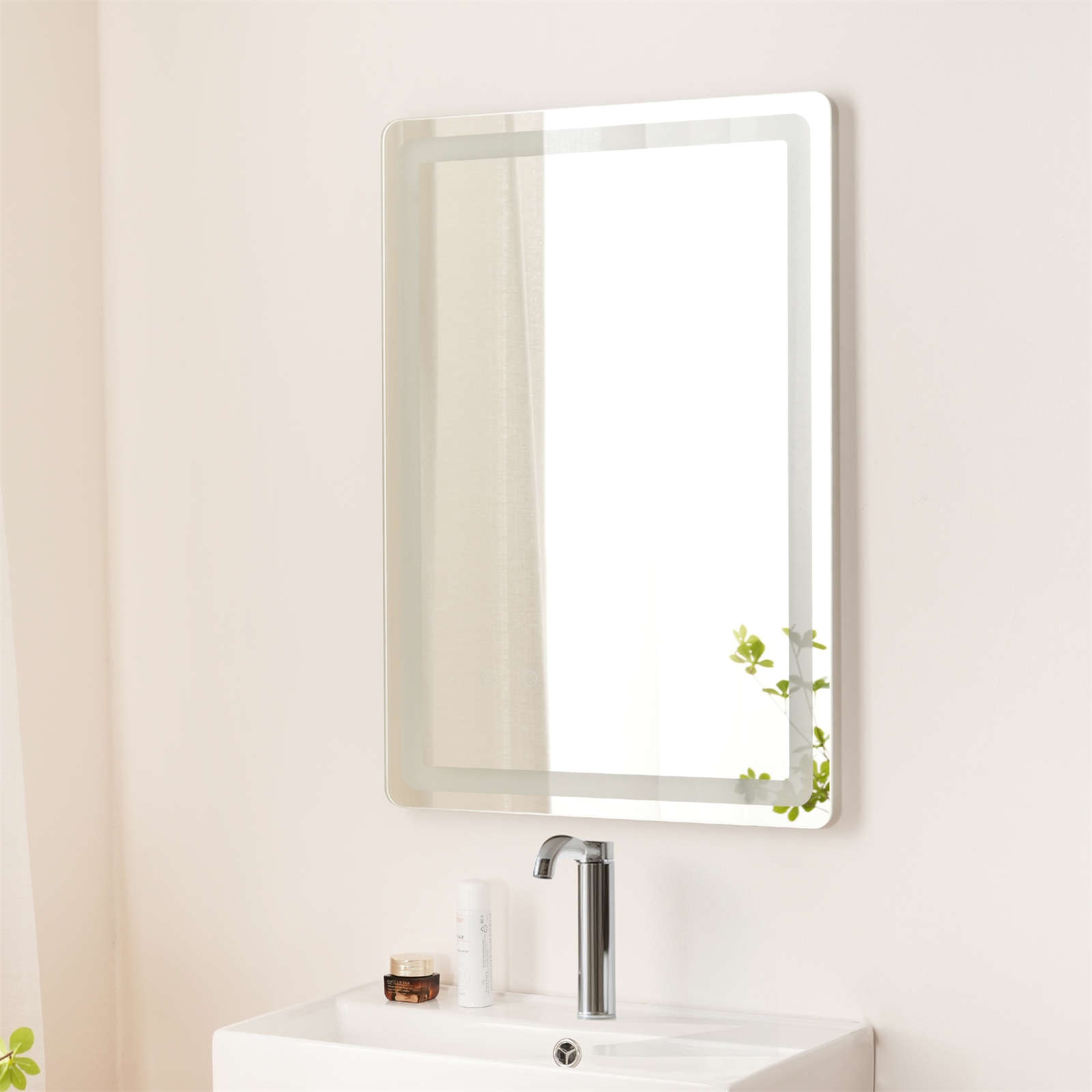 LED浴室ミラー 角型 50*70CM 横掛け縦掛け可能 ウォールミラー 化粧鏡