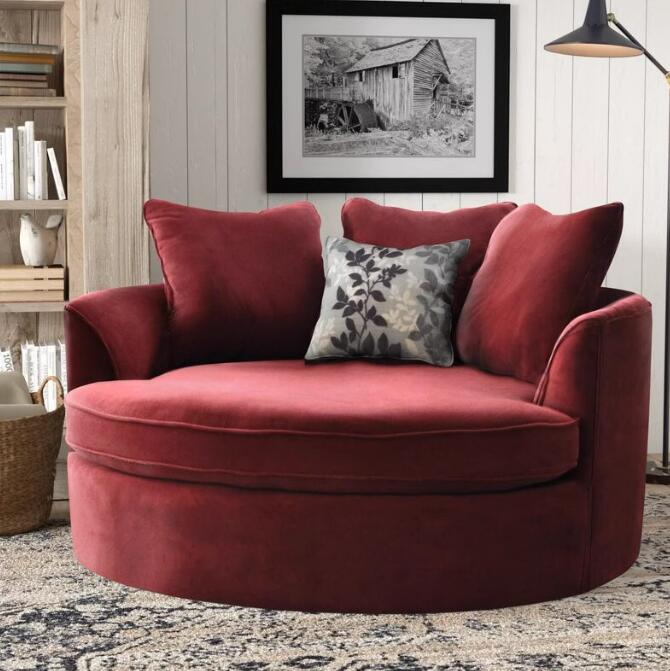 北欧風ソファー回転可能　小さなリビングルーム丸いソファー　バルコニー　モダンライト高級ホテルスタジオラウンドソファチェア