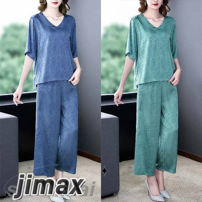 ルームウェア 五分袖tシャツ 7分丈パンツ セットアップ レディース カジュアル 夏 部屋着 接触冷感 ひんやり 薄手 Vネック ブラウス プルオーバー 春 夏 秋 ゆったり 敬老の日 散歩 上品 3 ルームウェア 五分袖tシャツ 7分丈パンツ セットアップ レディース カジュアル 夏 部屋着 接触冷感 ひんやり 薄手 Vネック ブラウス プルオーバー 春 夏 秋 ゆったり 敬老の日 散歩 上品 3