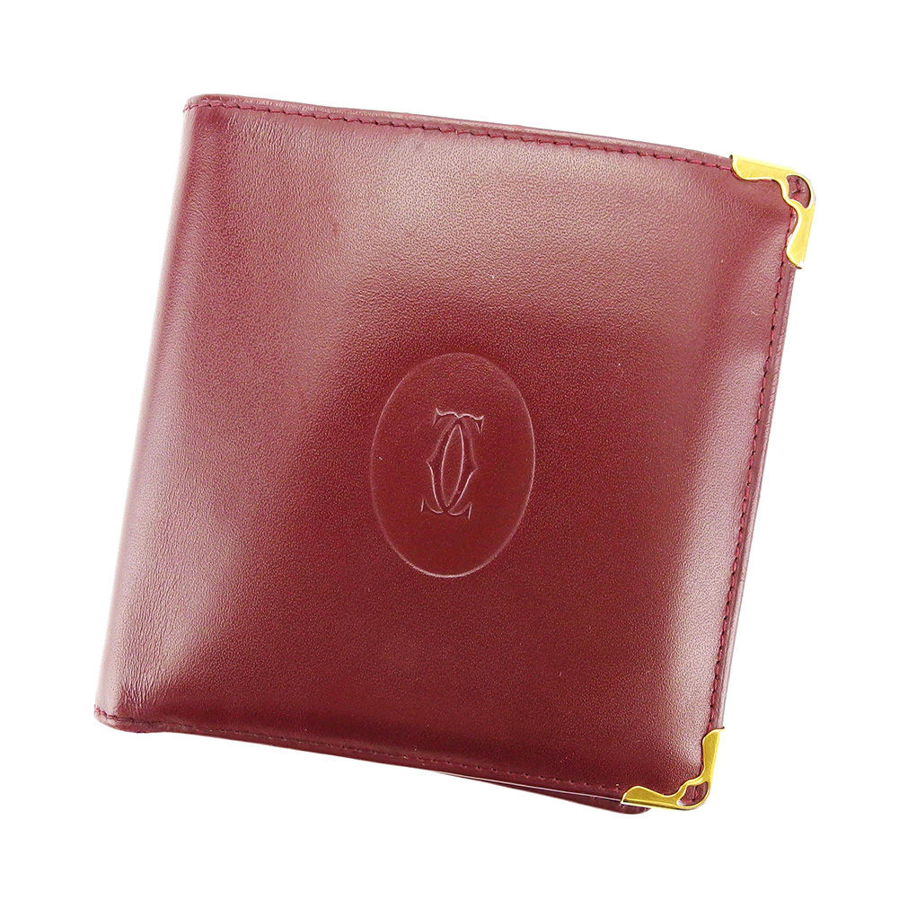 二つ折り財布 財布 マストライン ボルドー 中古