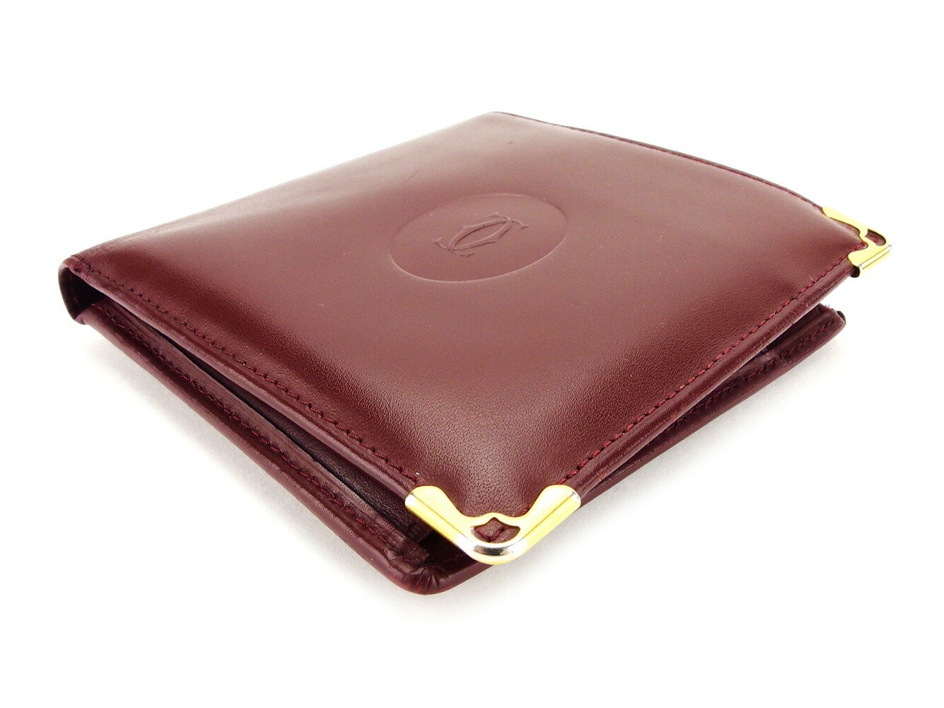 二つ折り財布 財布 マストライン ボルドー 中古