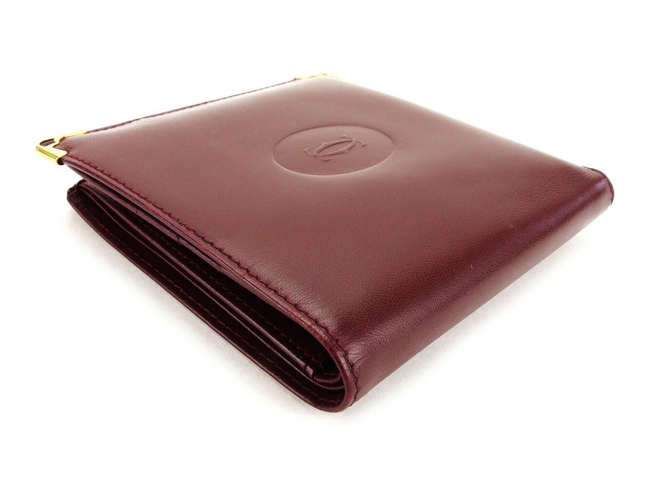 二つ折り財布 財布 マストライン ボルドー 中古