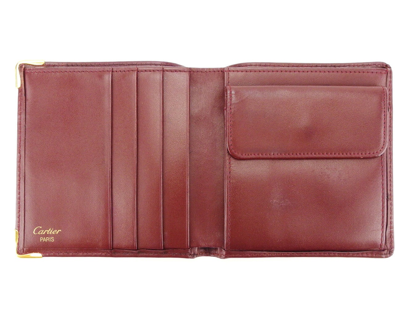 二つ折り財布 財布 マストライン ボルドー 中古