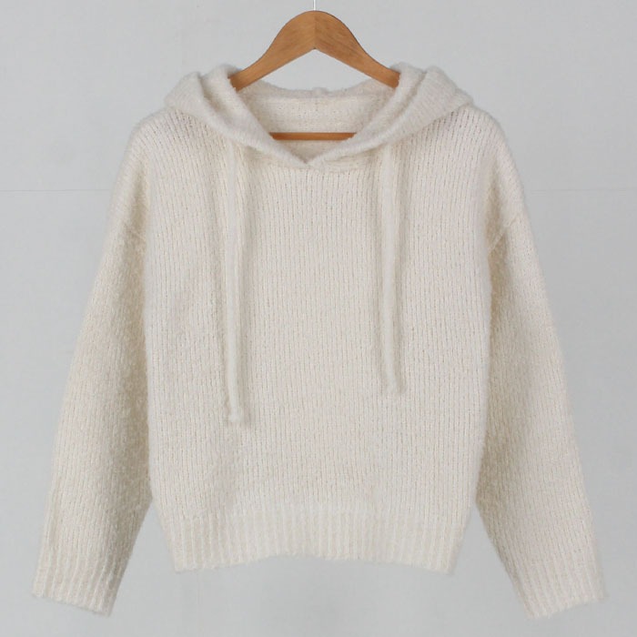 [韓国ファッション] ドロップ ショルダー ルーズフィット フード ニット Tシャツ 5COLOR