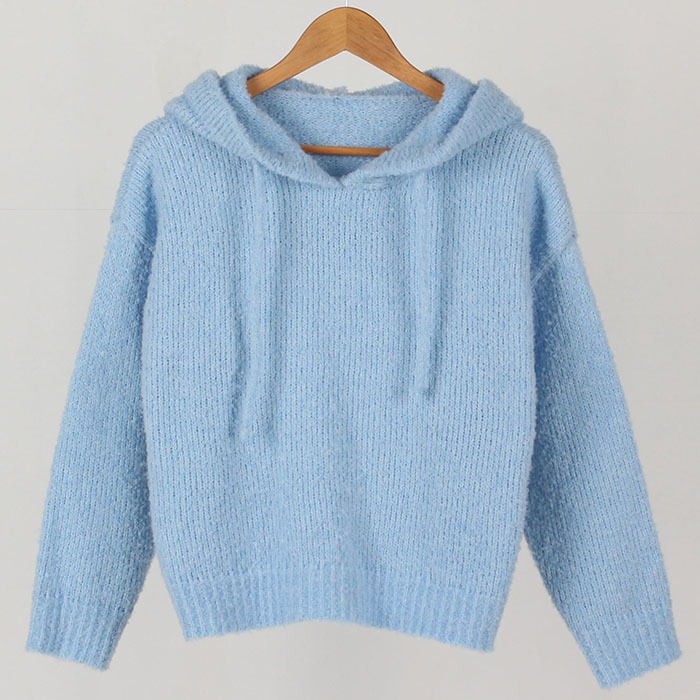 [韓国ファッション] ドロップ ショルダー ルーズフィット フード ニット Tシャツ 5COLOR