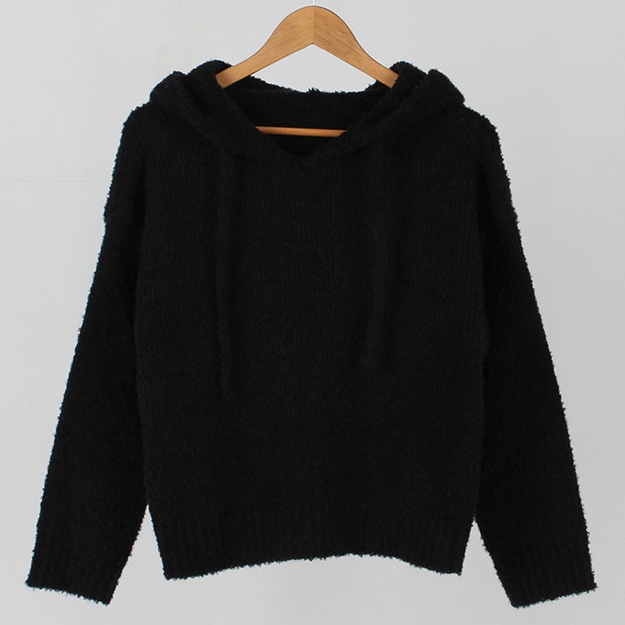 [韓国ファッション] ドロップ ショルダー ルーズフィット フード ニット Tシャツ 5COLOR