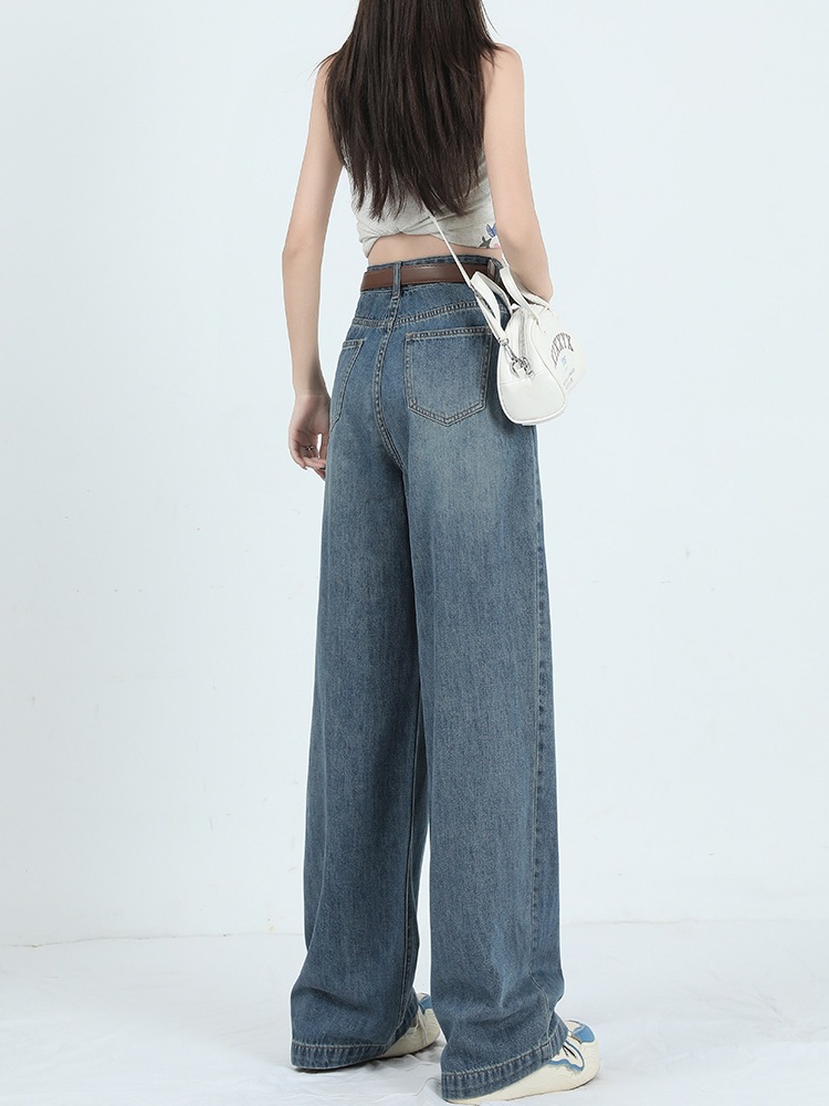 ワイドレッグジーンズ女性夏薄いハイウエストドレープ脂肪ミリメートル薄い小さな百緩い梨体ドラッグズボン