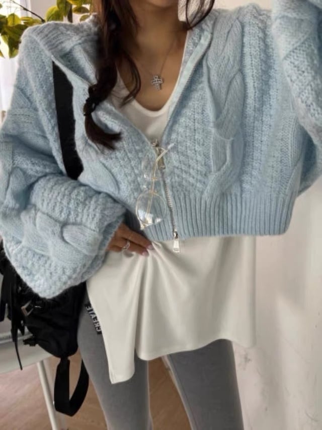 カジュアル カーディガン パーカー 白 ピンク 水色 カジュアル カーディガン パーカー 白 ピンク 水色