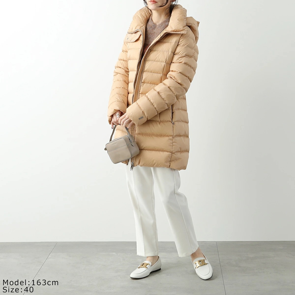 add エーディーディー ダウンコート 6AW002 レディース ナイロン フード付き メタルロゴ スタンドネック ハイネック カラー2色